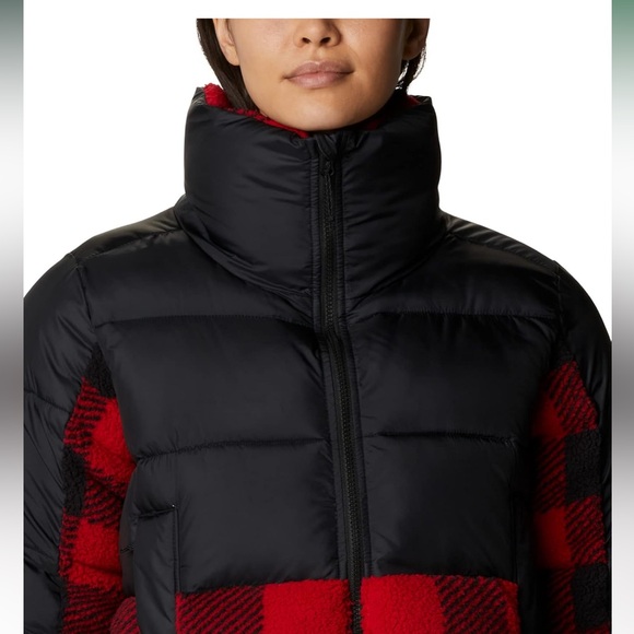 NWT Columbia Women’s Medium Leadbetter Point Sherpa Hybrid Cropped Puffer Jacket - Picture 4 of 7